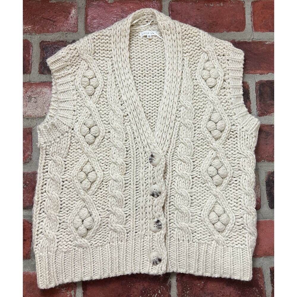 Anthropologie Little Lies Georgia Sweater Vest Fisherman Boho Size Small Medium